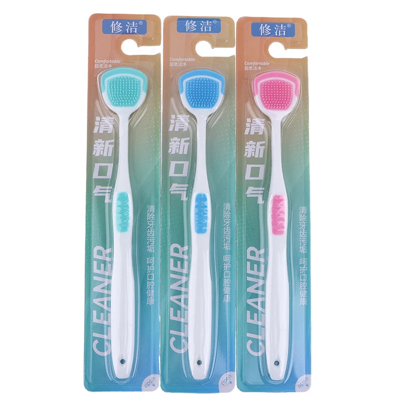 1/5PCS Tongue Scraper Oral Cleaner Brush Soft Silicone Cleaning Tongue Toothbrush Mouth Fresh Breath Scraping Hygiene Care Tools