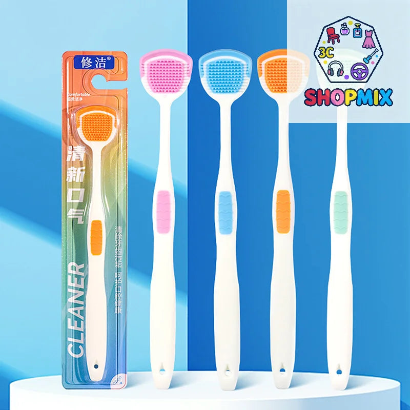 1/5PCS Tongue Scraper Oral Cleaner Brush Soft Silicone Cleaning Tongue Toothbrush Mouth Fresh Breath Scraping Hygiene Care Tools