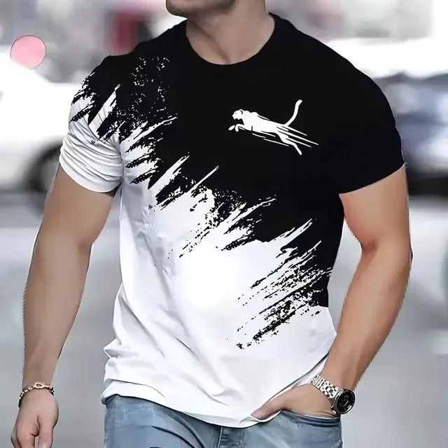 2025 Sweatshirt Street Fashion Short Sleeve T-shirt Loose Men's Digital Print