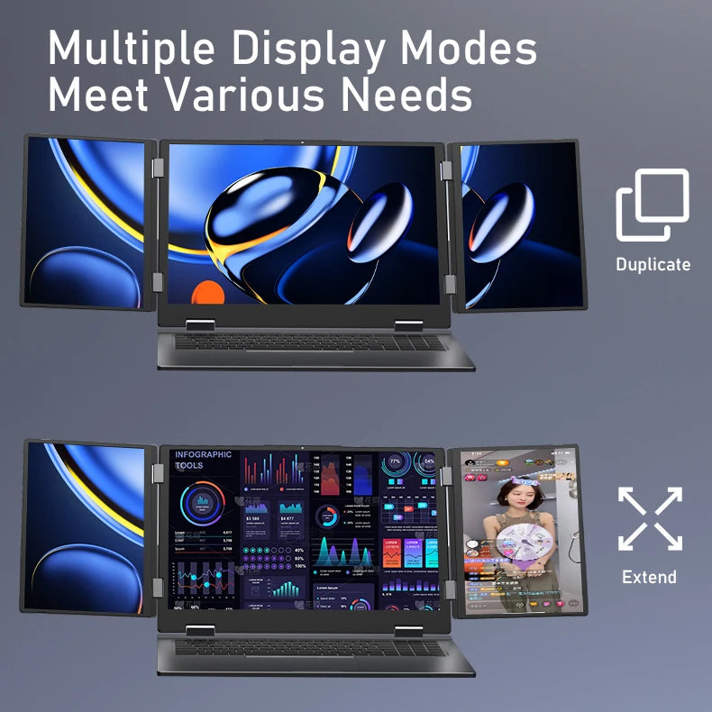 16'' + 10.5'' + 10.5'' Triple Screen Display Laptop Facial Recognition Unlock I7 1260P Laptop PC Business Office Laptops