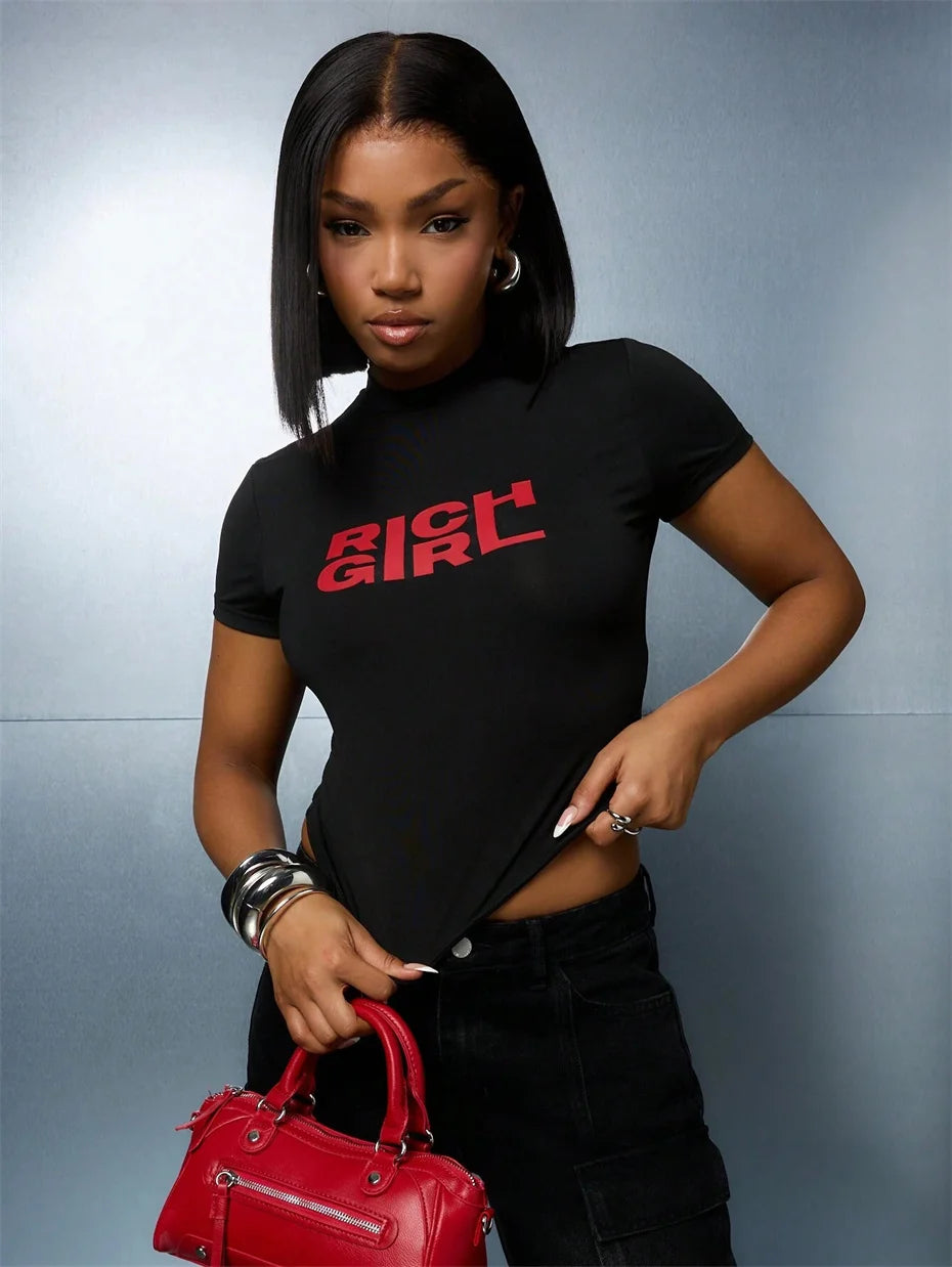 10 Bulk Items Wholesale Lots Tops T-shirt Women Summer 2025 Sexy Shirt Letter Printing Short Sleeve Crop Top Y2k Tees K14832