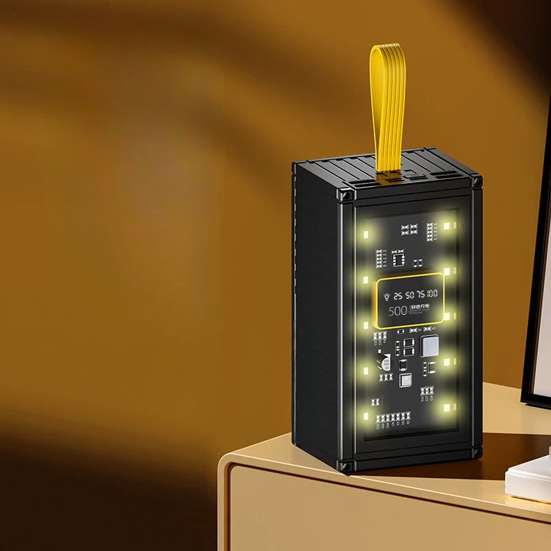20000mAh Creative Container Power Bank Large Capacity Transparent LED Light Digital Display Mobile Phone Power Supply