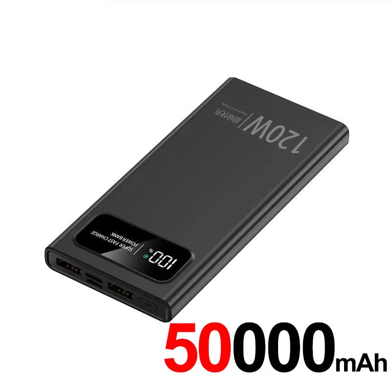 120W Power Bank 200000mAh Ultra Large Capacity intelligent Power Bank Super Charge Portable External Battery LED Display