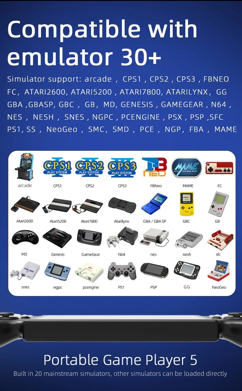 New PS5 7.0 Inch 64G Open Source System Dual Controller Handheld Game Console For PSP Street Fighter Competition