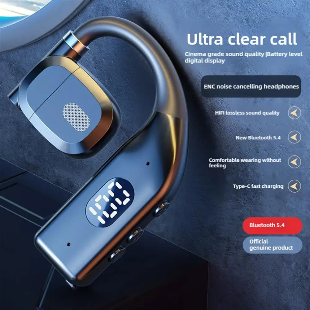 1-2Earhooks Wireless Bluetooth 5.4 Headphones Gaming Sports Headset HiFi Stereo Noise Reduction Earbuds Earphone With Microphone