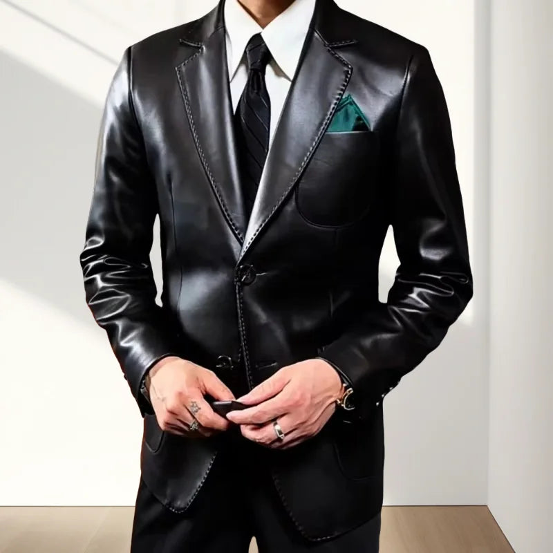 2026 New Men Leather Clothes Suits Slim Fit Casual Lapel Formal Wear Jackets Youth Handsome Leather Soft Leather Jacket
