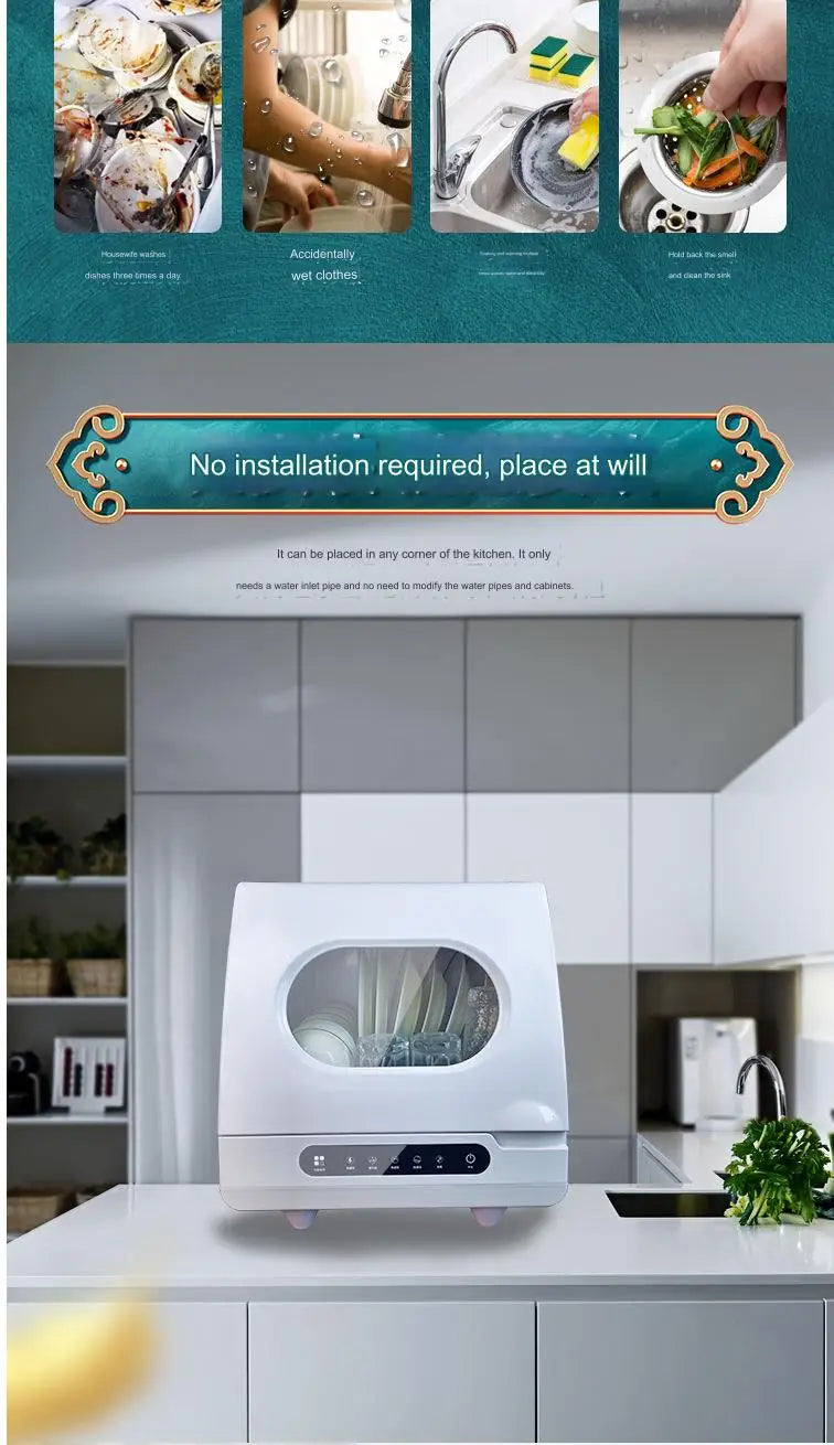 Household Portable Dishwashers Washing Machine Electric Heating Touch Control Small Table Top Automatic Countertop Dishwasher