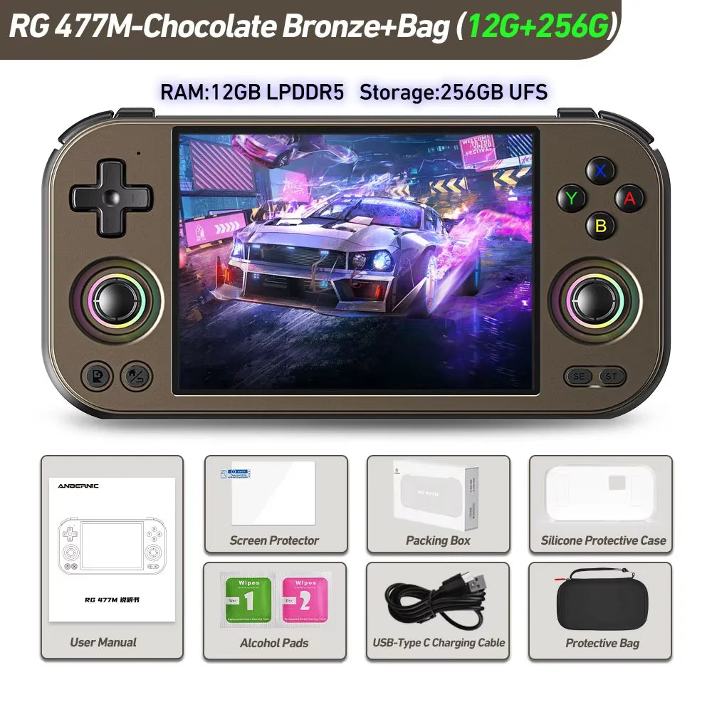 ANBERNIC RG 477M Retro Handheld Game Console 4.7-inch LTPS 64 Bit Game Player Dimensity 8300 Online Multiplayer Streaming RG477M