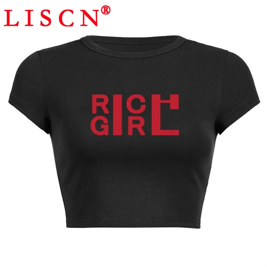 10 Bulk Items Wholesale Lots Tops T-shirt Women Summer 2025 Sexy Shirt Letter Printing Short Sleeve Crop Top Y2k Tees K14832