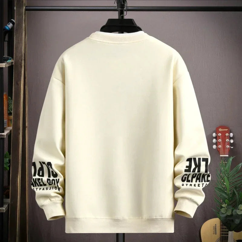 2025 New Men's Sweatshirts S-5XL Hoodies Autumn Letters Printed Long Sleeve T-shirt Fashion Men's Clothing O Neck Harajuku Top