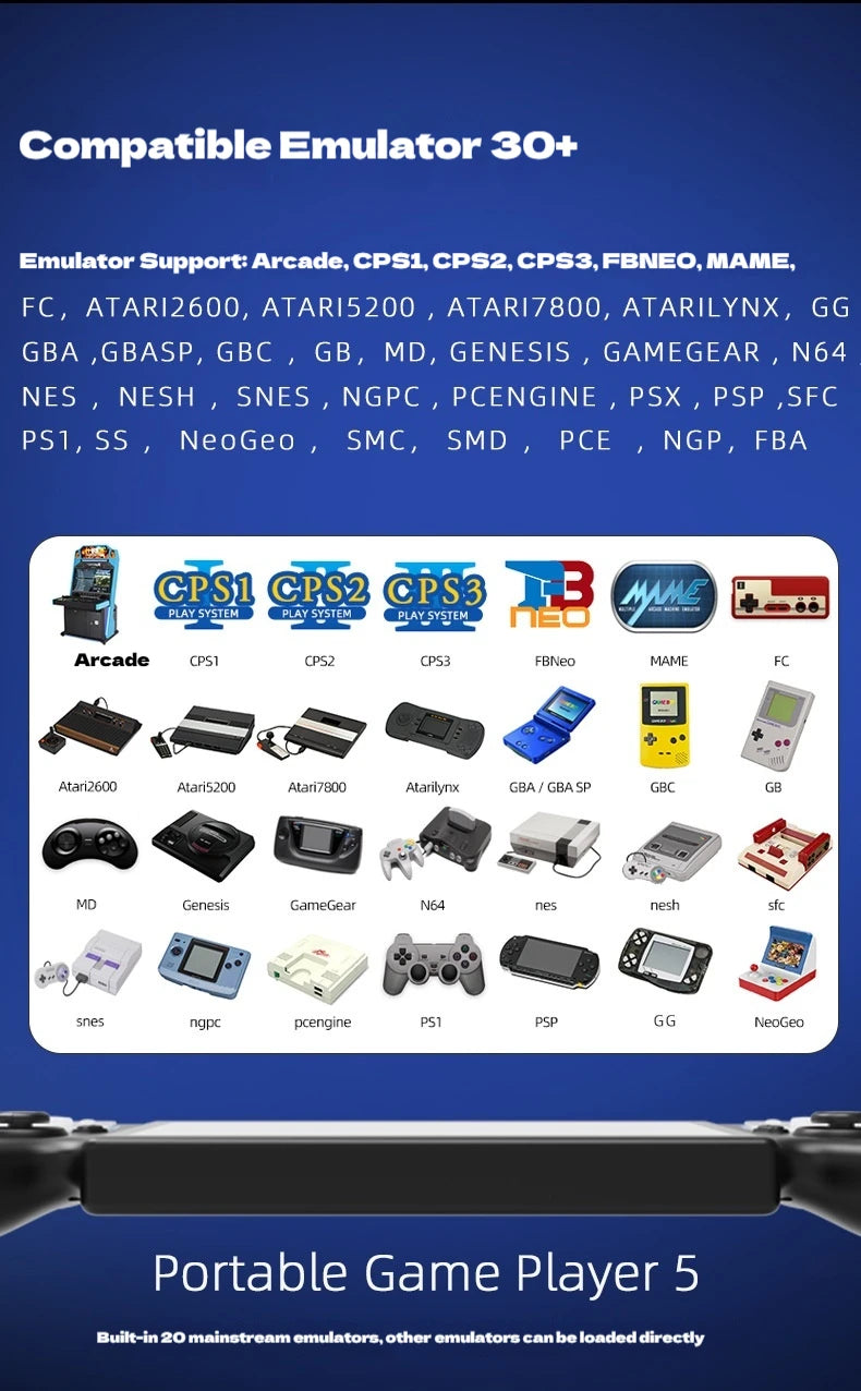 New PS5 7.0 Inch 64G Open Source System Dual Controller Handheld Game Console For PSP Street Fighter Competition