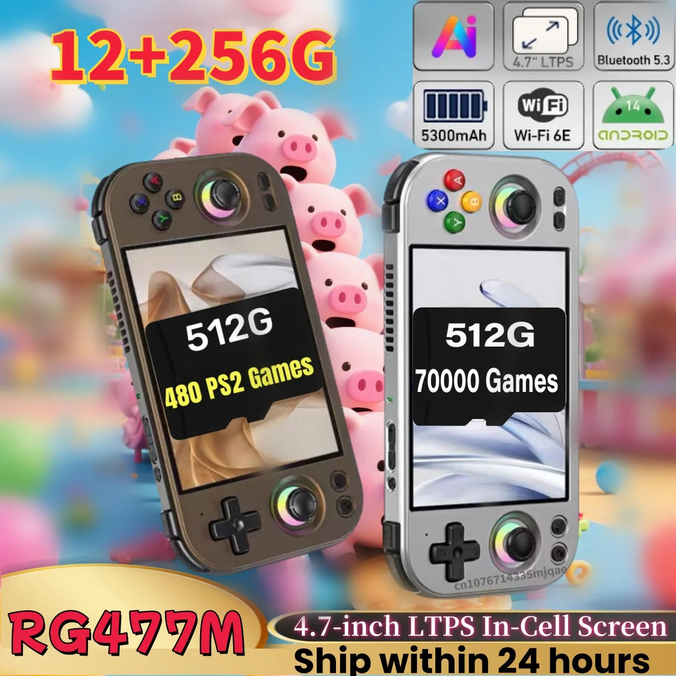 ANBERNIC RG 477M Retro Handheld Game Console 4.7-inch LTPS 64 Bit Game Player Dimensity 8300 Online Multiplayer Streaming RG477M