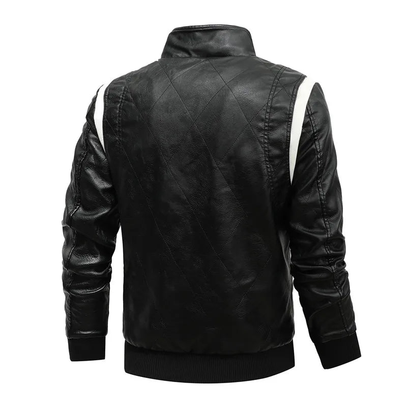 2025 New Men's Leather Jacket for Man Winter Warm PU Coat with Leather Hood Zippered Motorcycle Biker Jacket Autumn Clothes