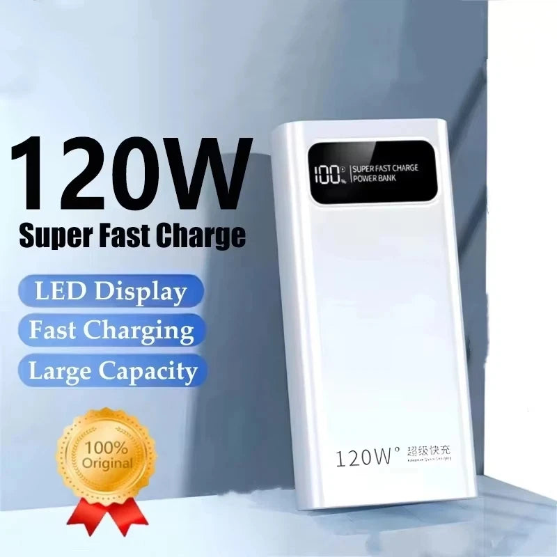 120W Power Bank 200000mAh Ultra Large Capacity intelligent Power Bank Super Charge Portable External Battery LED Display
