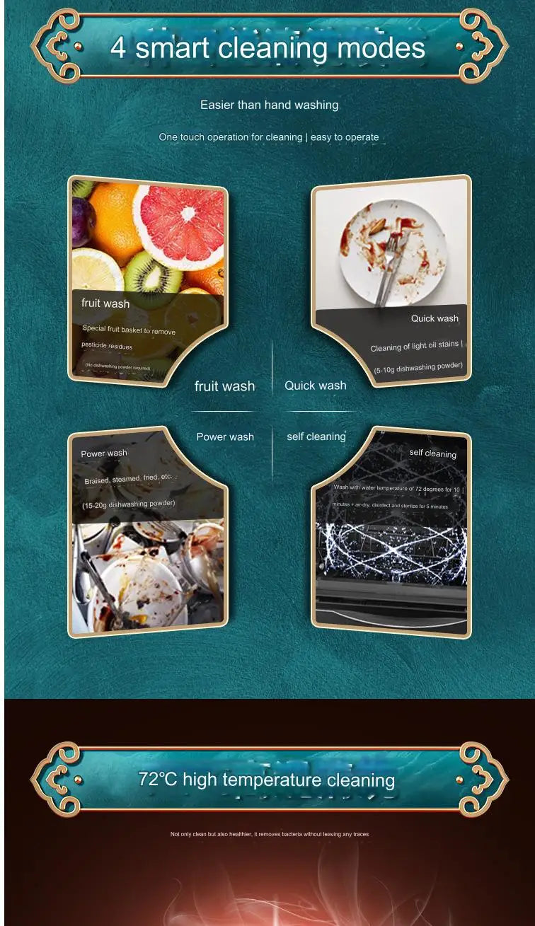 Household Portable Dishwashers Washing Machine Electric Heating Touch Control Small Table Top Automatic Countertop Dishwasher