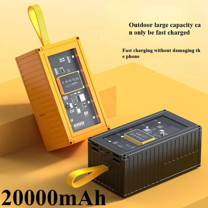 20000mAh Creative Container Power Bank Large Capacity Transparent LED Light Digital Display Mobile Phone Power Supply