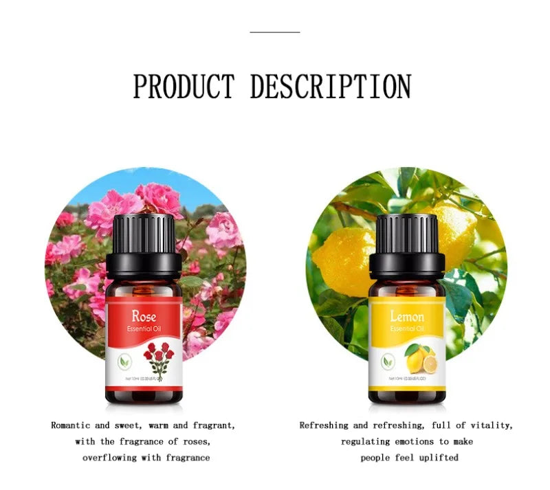 12 Flavors Essential Oils for Aroma Diffuser Air Humidifier Home Water-soluble 10ml Air Freshener Scents Fragrance Oil Perfume