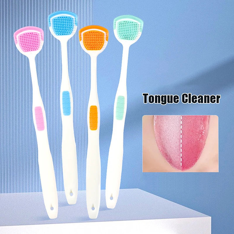 1/5PCS Tongue Scraper Oral Cleaner Brush Soft Silicone Cleaning Tongue Toothbrush Mouth Fresh Breath Scraping Hygiene Care Tools