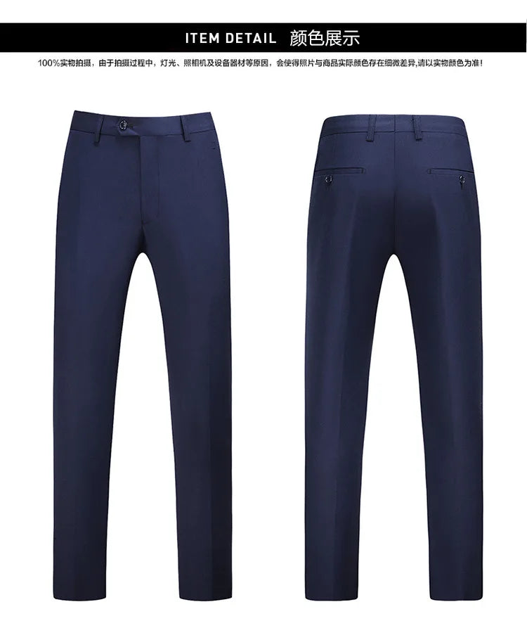 19 Colors Men Business Casual Suit Pants Formal Office Trousers Navy blue Purple Khaki Black Gray Classic Long Pants Plus Size