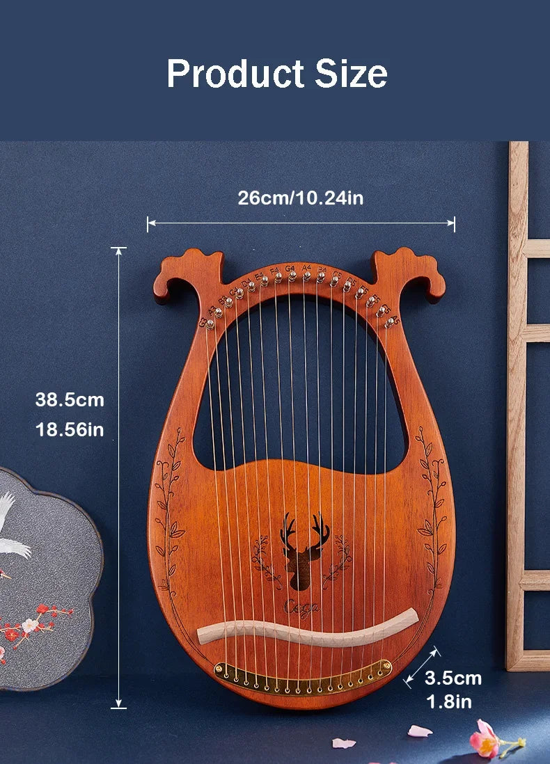 16 21 24 Strings Lyre Harp Mahogany Wood Harp Piano Stringed Musical Instrument With Tuning Wrench Spare Strings