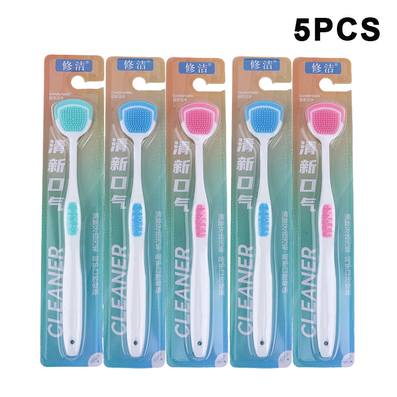 1/5PCS Tongue Scraper Oral Cleaner Brush Soft Silicone Cleaning Tongue Toothbrush Mouth Fresh Breath Scraping Hygiene Care Tools