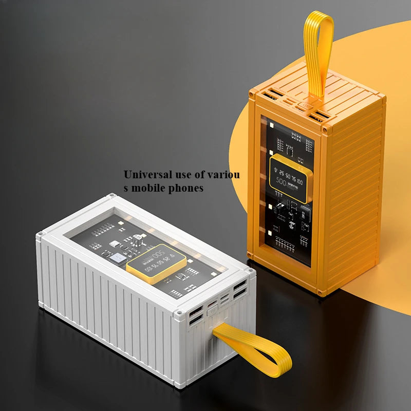 20000mAh Creative Container Power Bank Large Capacity Transparent LED Light Digital Display Mobile Phone Power Supply