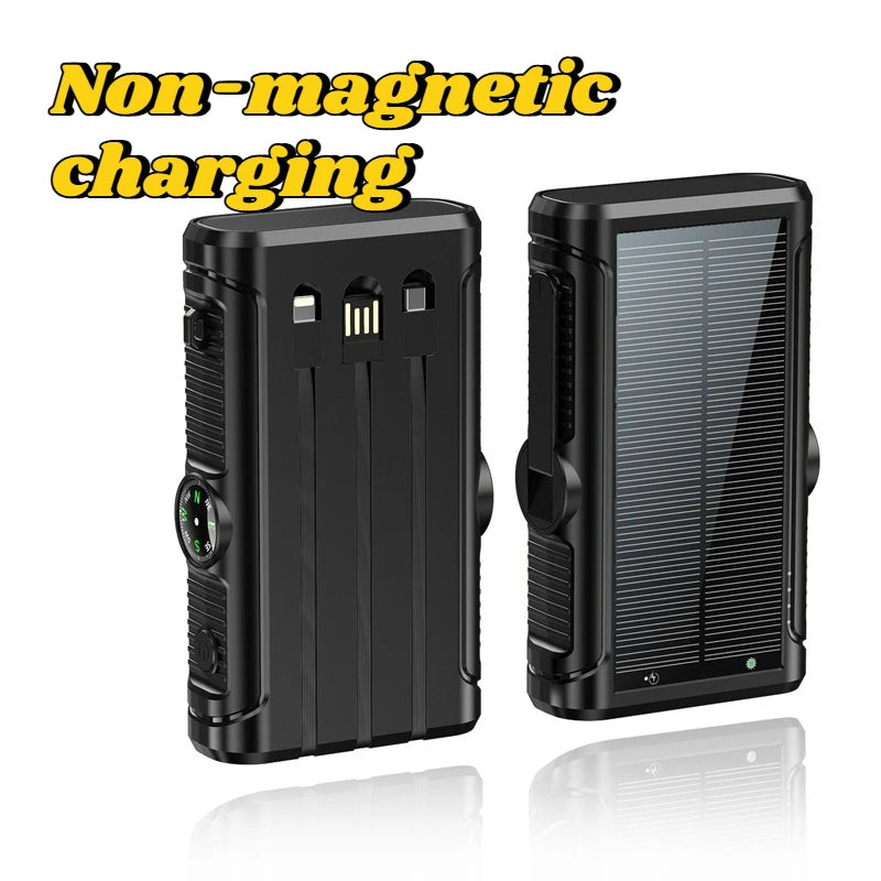 2025 NEW Solar Power Bank 20000mAh 22.5W Magnetic Wireless Powerbank Hand Crank with Cable Portable Charger for Outdoor Camping
