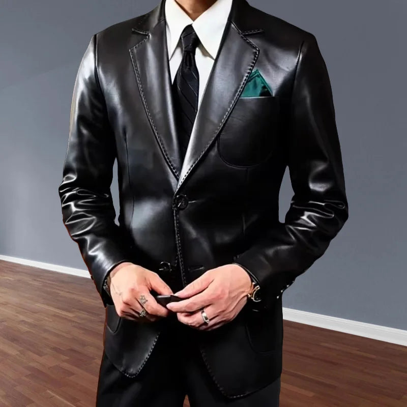 2026 New Men Leather Clothes Suits Slim Fit Casual Lapel Formal Wear Jackets Youth Handsome Leather Soft Leather Jacket