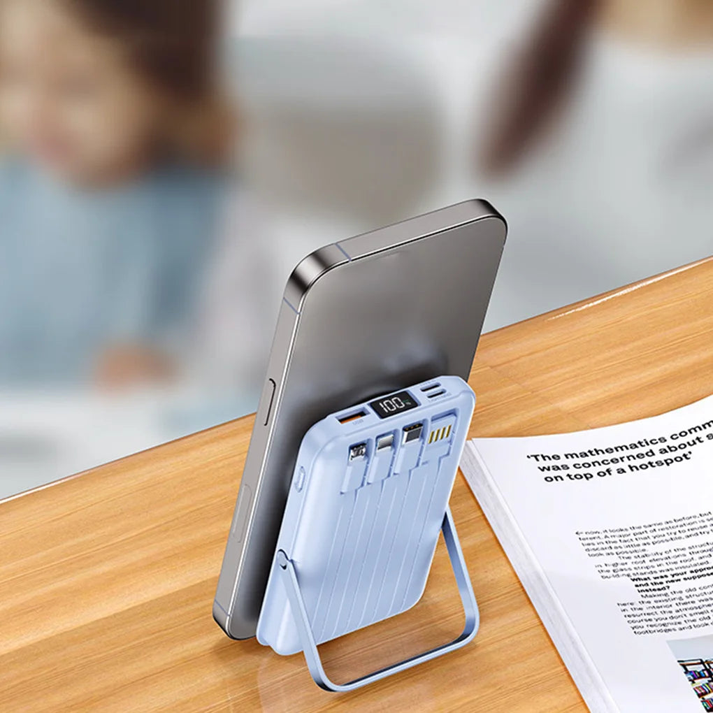 10000mAh Magnetic Power Bank Portable Wireless Charger With Cable Fast Charging External Battery Stand For iPhone 16 15