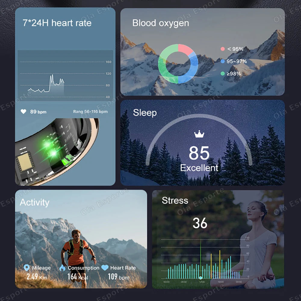 2026 Smart Ring Display Screen and Touch, Likes Count, Smart Control, Health Manager,IP68 Waterproof For Men Women New smartring