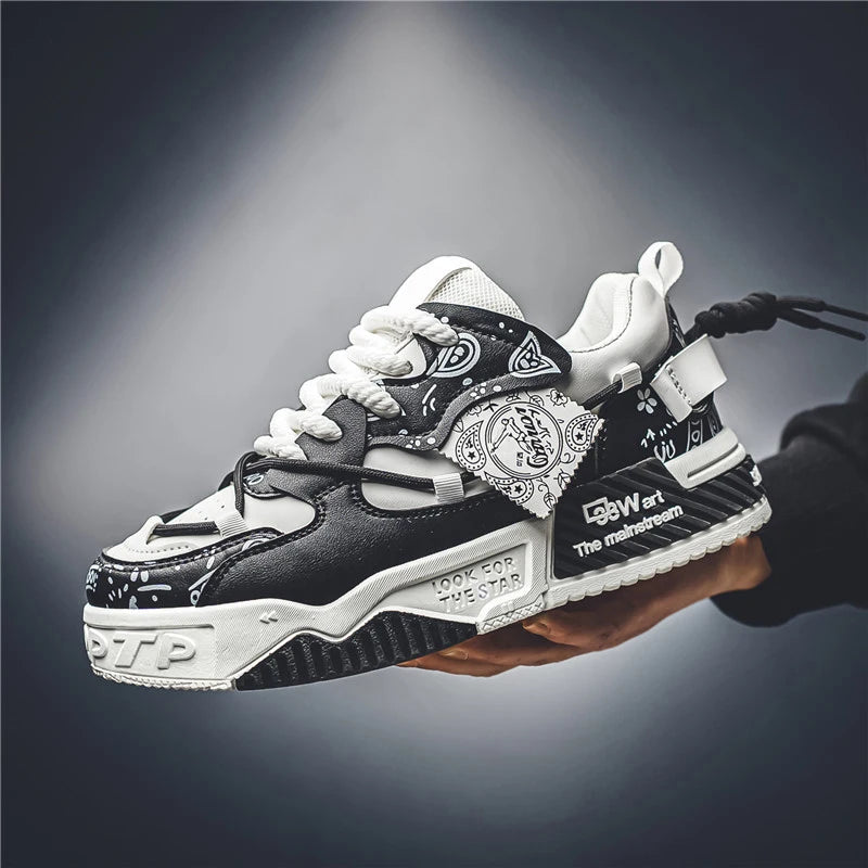 1 Pair of Men's Casual Sneakers, Stylish and Comfortable, Suitable for All Seasons, Geometric Design, Ideal for Outdoor Walking,