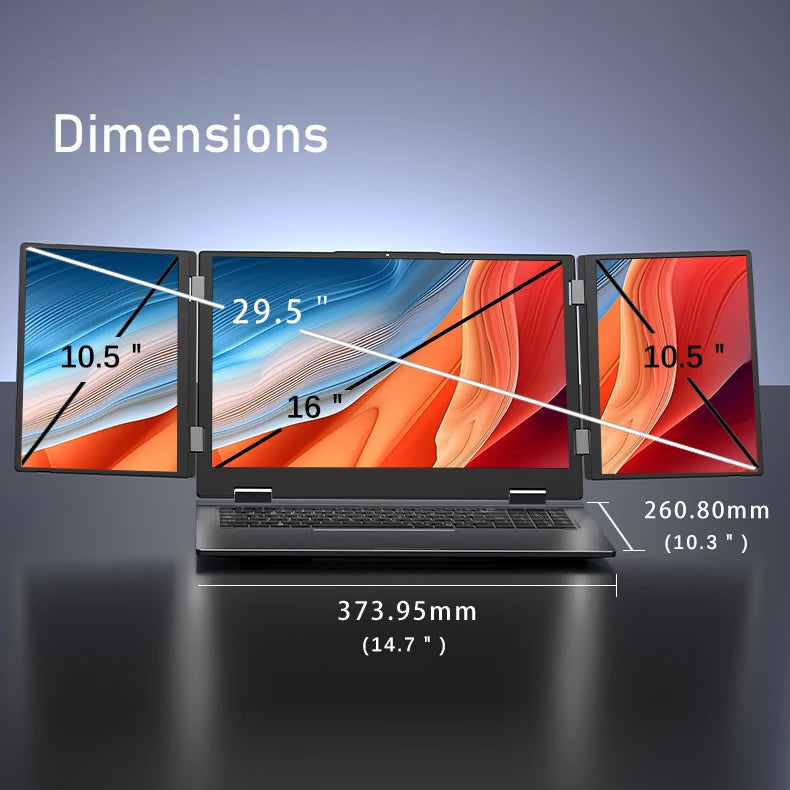 16'' + 10.5'' + 10.5'' Triple Screen Display Laptop Facial Recognition Unlock I7 1260P Laptop PC Business Office Laptops