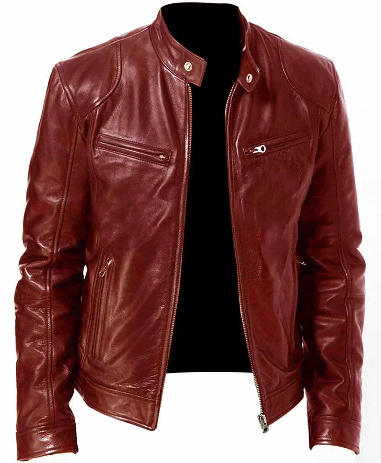 2025 Leather Motorcycle Jacket Men Stand Collar Casual Slim Short-Coat PU Jacket Autumn Winter Windproof Leather Coat Blazer Men