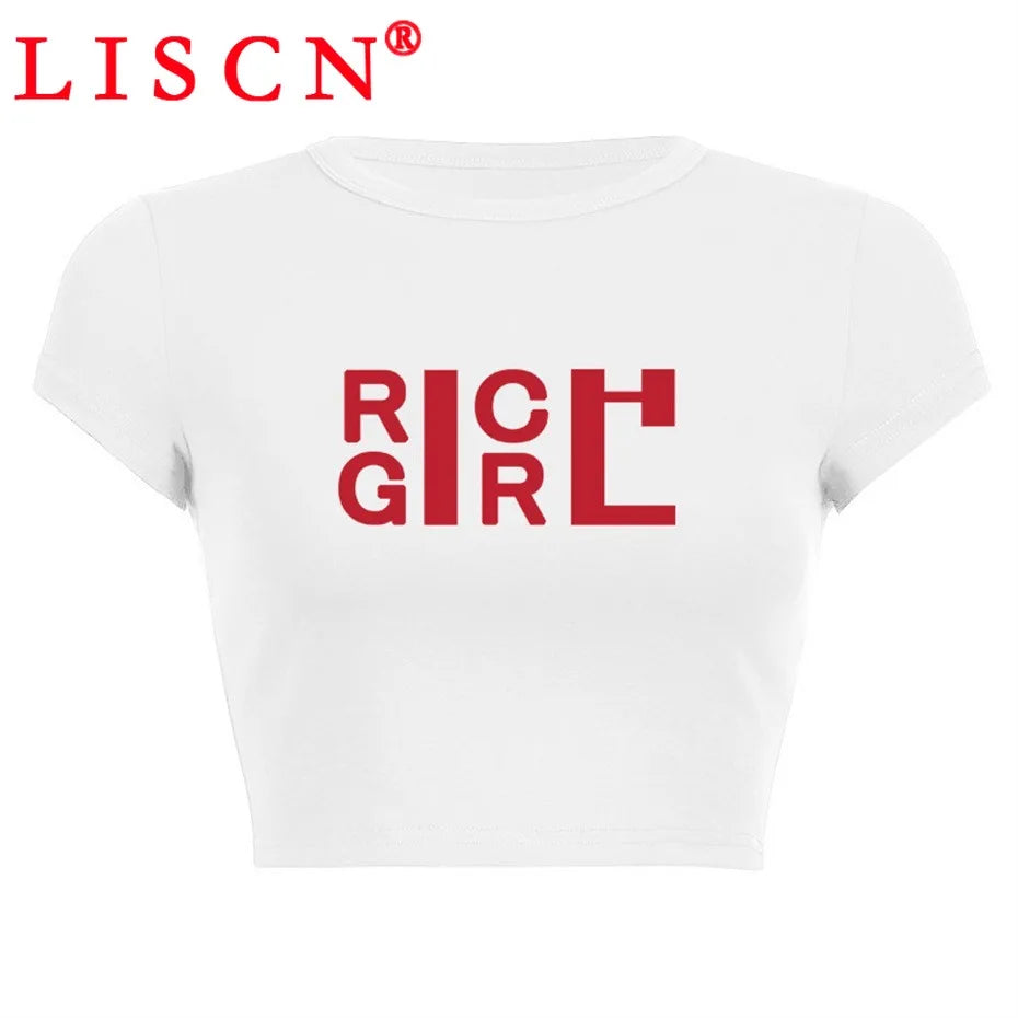 10 Bulk Items Wholesale Lots Tops T-shirt Women Summer 2025 Sexy Shirt Letter Printing Short Sleeve Crop Top Y2k Tees K14832