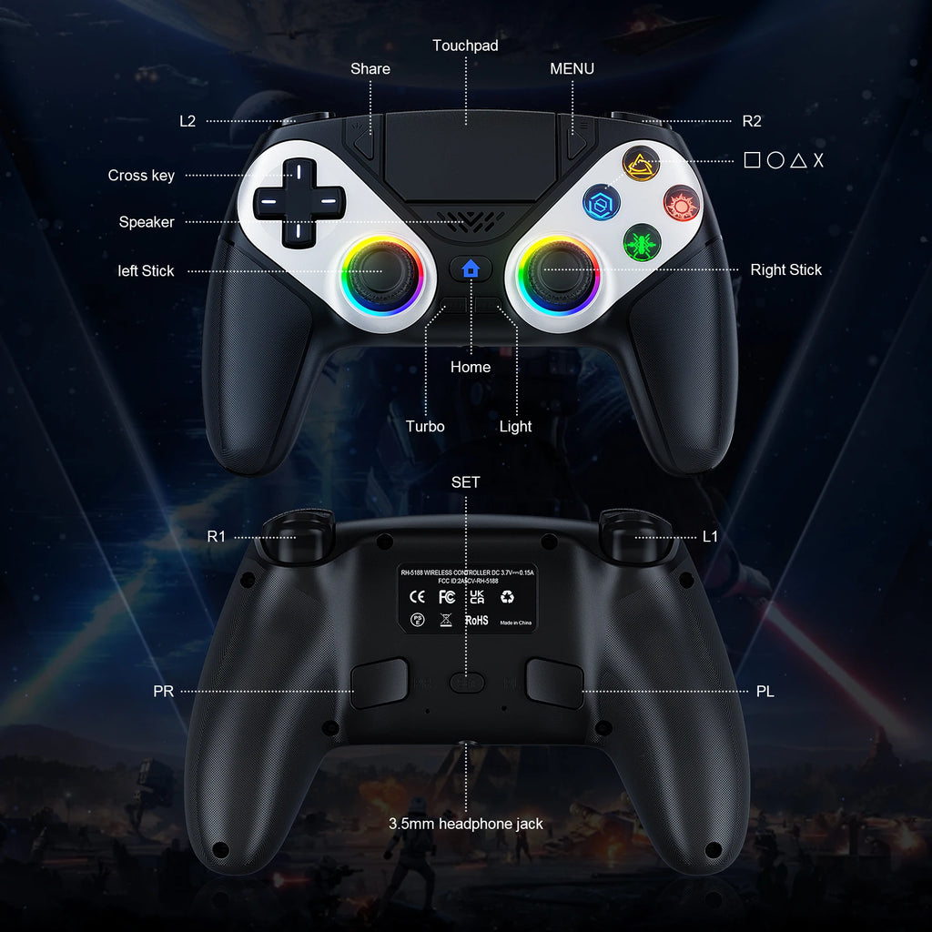 Bluetooth Gamepad For Playstation 5 Wireless Controller Ps5 Pc Console Controller With Turbo Dual Sense Vibrate Programming