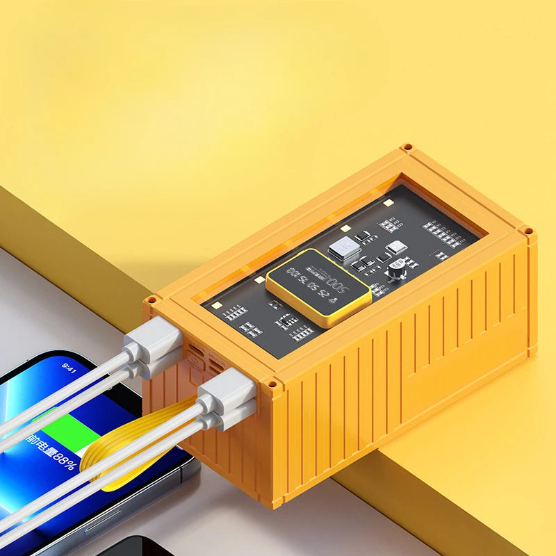 20000mAh Creative Container Power Bank Large Capacity Transparent LED Light Digital Display Mobile Phone Power Supply