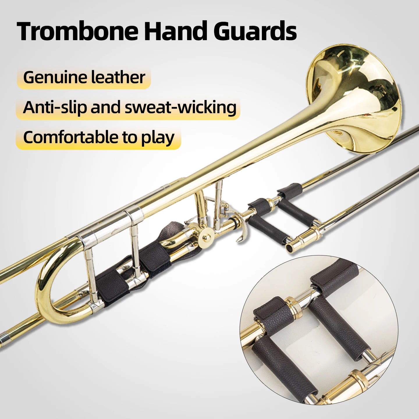 Trombone Instrument Hand Guard, Glove, Hand Rest, Pull Tube Cover, Pad, Protective Cover, Non-Slip Leather Cover, Musical Instrument Accessories