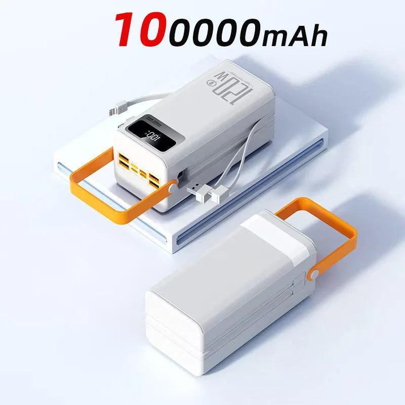 120W 100000mAh Fast Charging Power Bank Large Capacity Outdoor Mobile Power Supply Supports 7 Devices to Charge At The Same Time