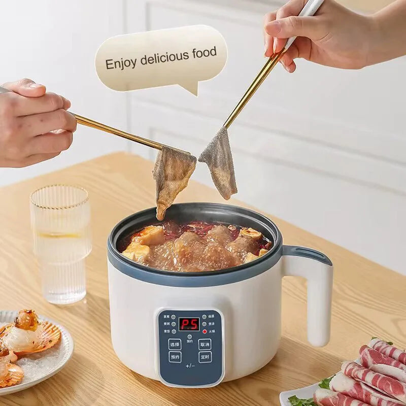 Household Electric Cooking Machine 1-2 People Hot Pot Stew Heating Eggs Soup Non-stick Pan Multifunction Electric Rice Cooker