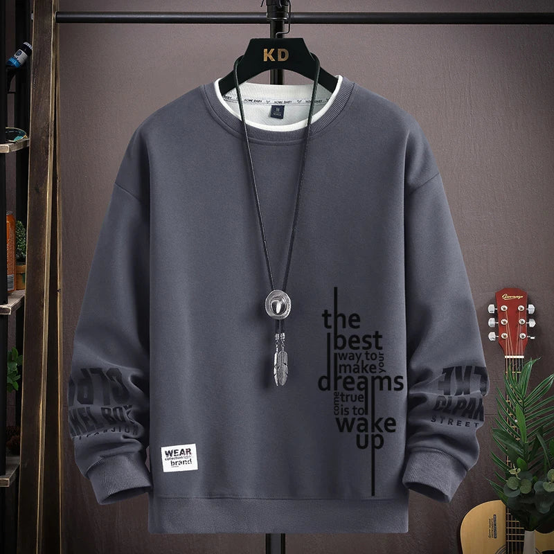 2025 New Men's Sweatshirts S-5XL Hoodies Autumn Letters Printed Long Sleeve T-shirt Fashion Men's Clothing O Neck Harajuku Top