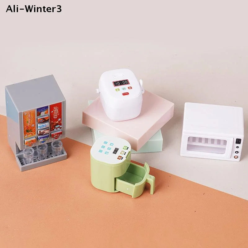 1/12 Dollhouse Simulation Miniature Kitchen Appliances Model Dollhouse Air Fryer Beverage Machine Oven Rice Cooker Ornaments