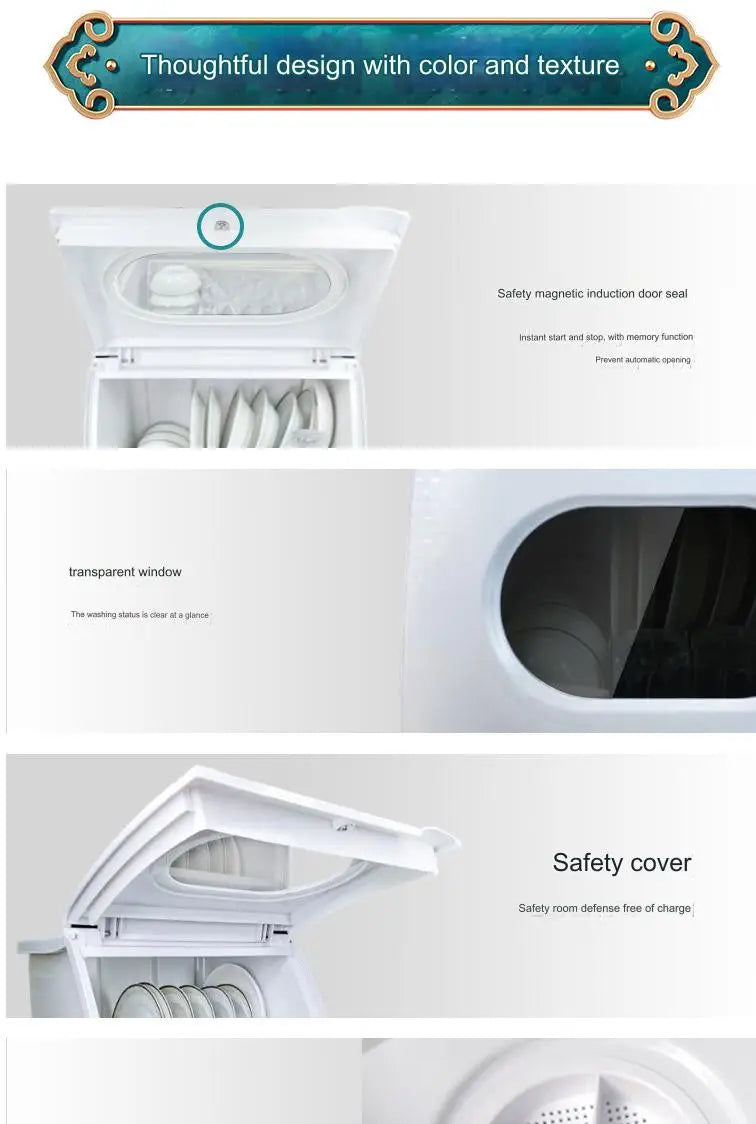 Household Portable Dishwashers Washing Machine Electric Heating Touch Control Small Table Top Automatic Countertop Dishwasher