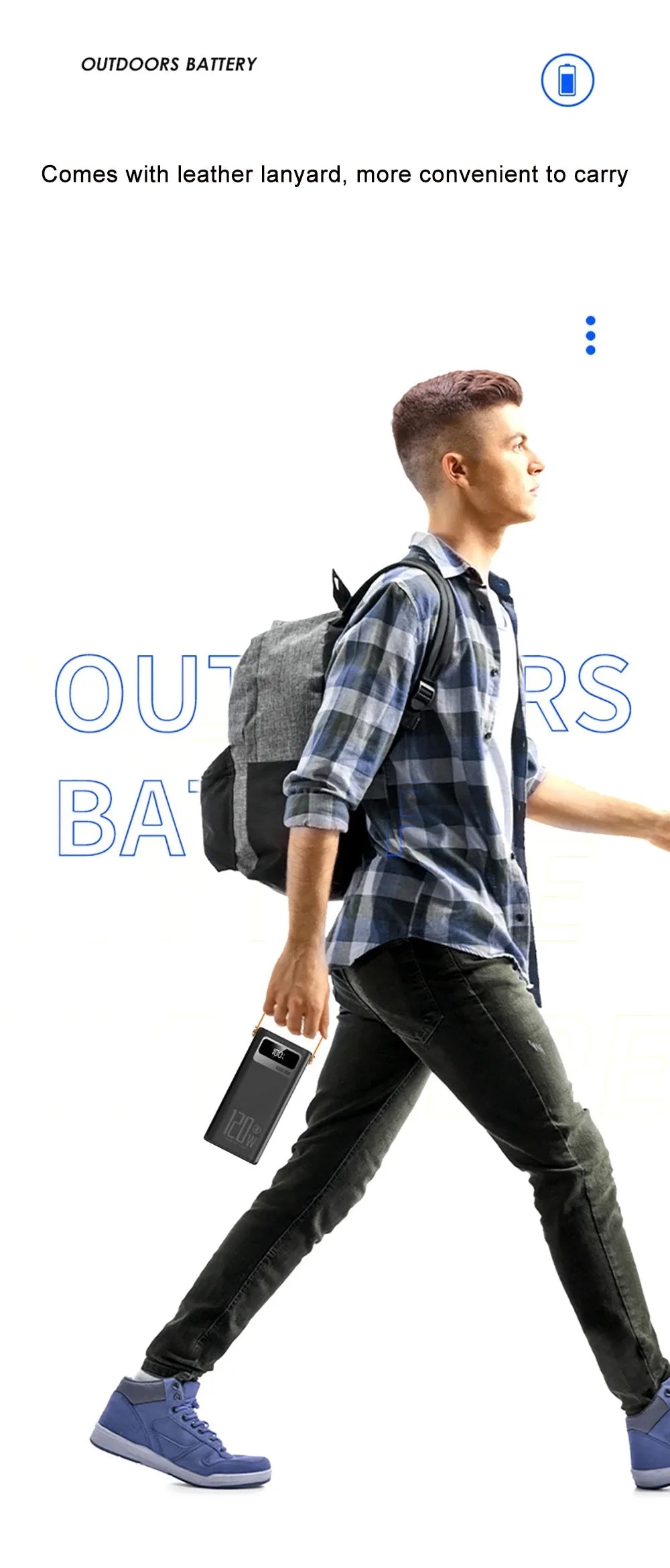 120W 100000mAh Fast Charging Power Bank Large Capacity Outdoor Mobile Power Supply Supports 7 Devices to Charge At The Same Time