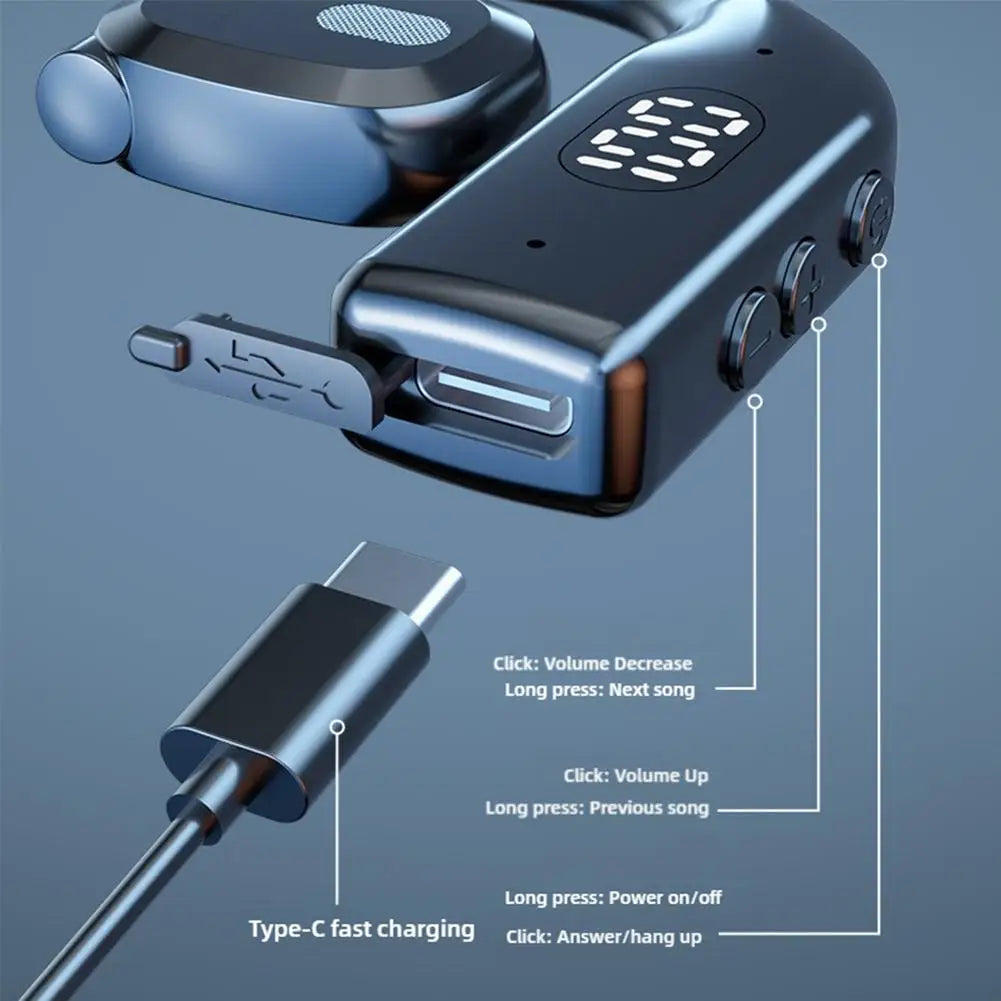 1-2Earhooks Wireless Bluetooth 5.4 Headphones Gaming Sports Headset HiFi Stereo Noise Reduction Earbuds Earphone With Microphone