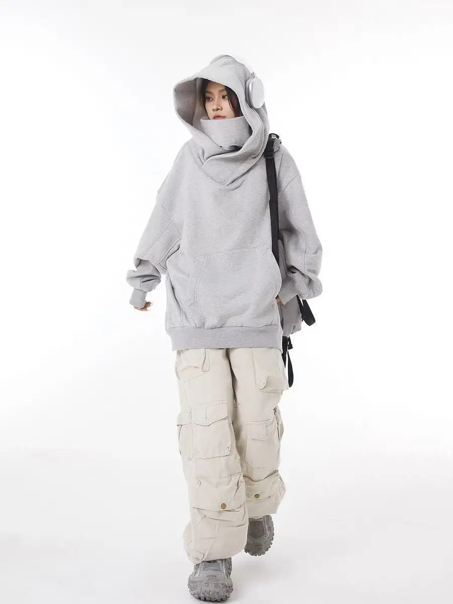 2025 Autumn Winter New Sweatshirt Jacket High Collar Hooded Sweatshirt for Women with a Sense of Design Loose Jacket