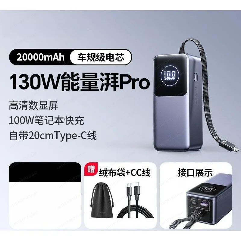 200W PD3.1 Power Bank 25000mAh with TFT Color Screen, 100W Fast Charging for Laptop and Phone, Portable Power Bank